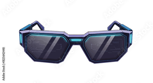 Futuristic Sci-Fi Cyberpunk Goggles with Neon Blue Accents.