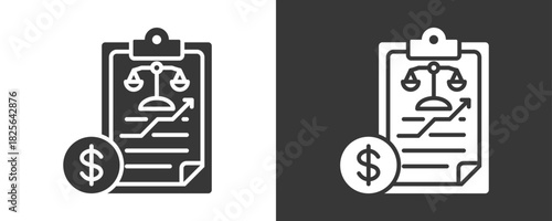 Balance Sheet Icon Set Vector Collection Isolated In Black And White