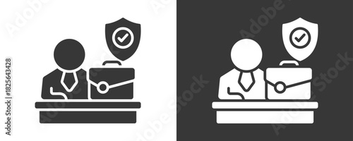 Insurance Agent Icon Set Vector Collection Isolated In Black And White