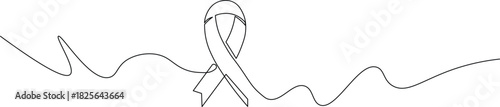 Show your support with this elegant one-line ribbon drawing - A symbol of hope, awareness, and solidarity for important causes, perfect for social media graphics

