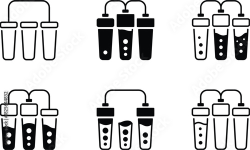 Water filter cartridge icons in different stages of use Keywords: water filter, filter cartridge