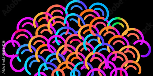 Colorful abstract arcs on black background modern gradient design