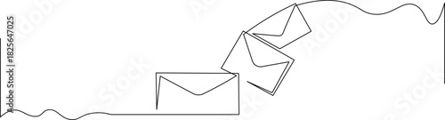 Modern minimalist line art of envelopes ascending steps for letter writing growth concepts, symbolizing progress and communication in a simple, elegant design