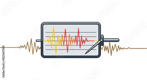 Earthquake seismograph activity vector: data measurement & monitoring Vector, illustration