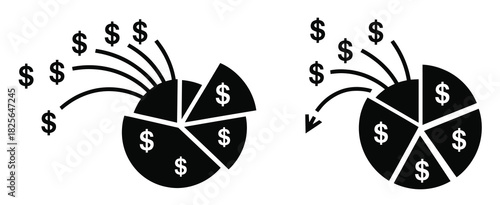 Financial pie charts illustrating money flow, data analysis, business growth, investment trends, economic insights, financial planning, analytics, corporate strategy, budgeting visuals, accounting con