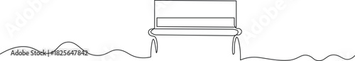Minimalist park bench illustration perfect for adding a touch of serenity to your designs or conveying a sense of place and relaxation with its clean lines
