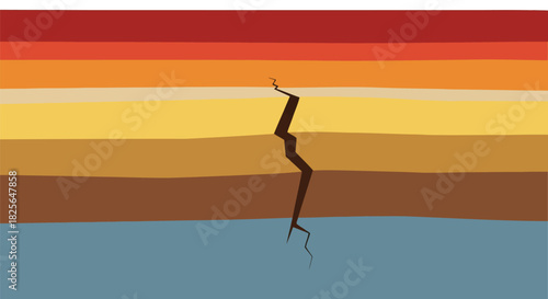 Earth layers crack vector: geological fault line, earthquake concept Vector, illustration