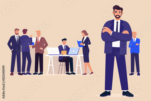 Business team working together in the office with a confident leader