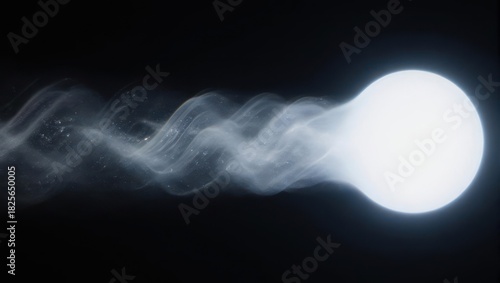 Abstract sphere emitting ethereal smoke trails