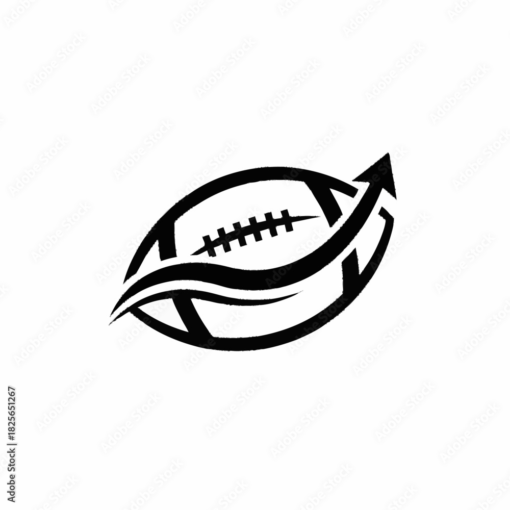 Obraz premium Dynamic American Football Icon with a Rising Arrow Symbol.