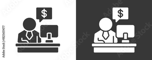 Financial Advisor Icon Set Vector Collection Isolated In Black And White
