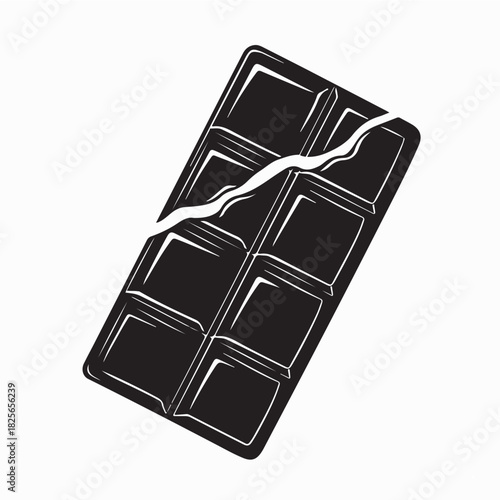 Silhouette chocolate bar with bite black color only image vector 