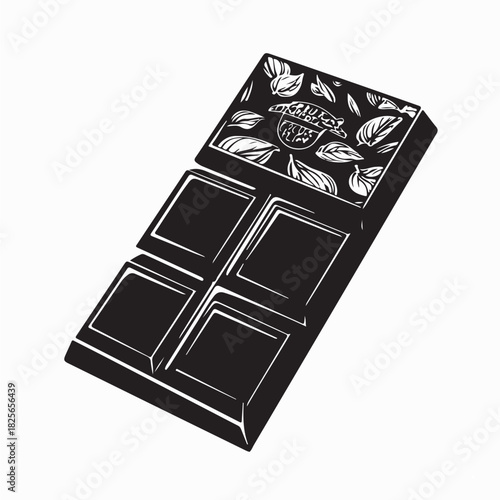 Silhouette chocolate bar with bite black color only image vector 