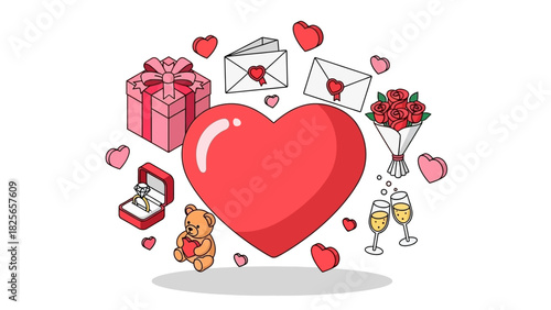 Love & Romance Isometric Icons for Valentine's Day Celebration