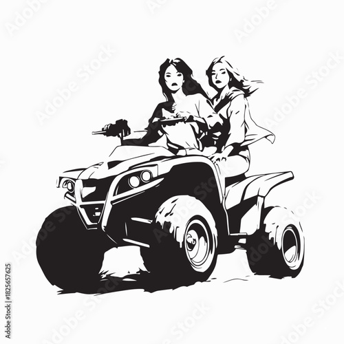 Woman Enjoying ATV Adventure Vector Design on white background