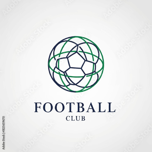 Football Club Logo with Stylized Soccer Ball Design.