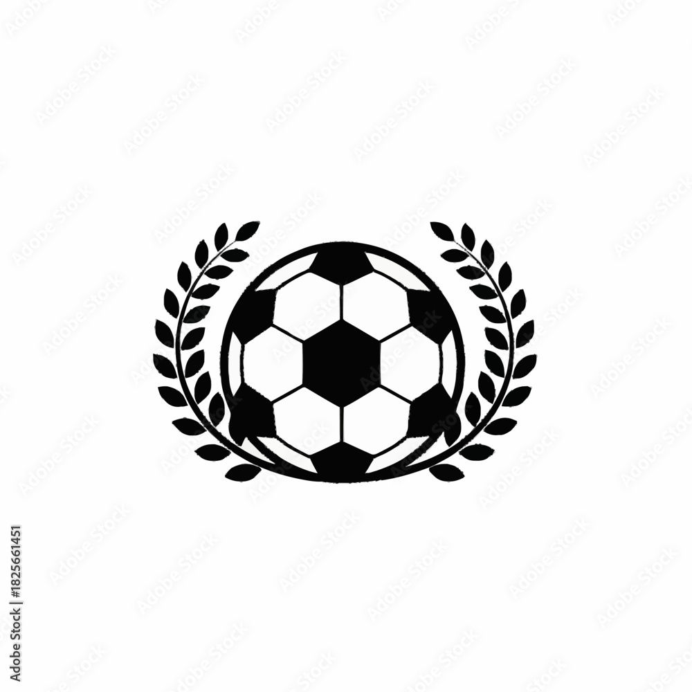Obraz premium Classic soccer ball emblem with a victory laurel wreath.
