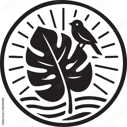 Rainforest Listener Guild Retro Badge Vector.eps