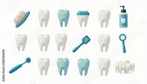 Flat Vector Dental Health Icon Collection