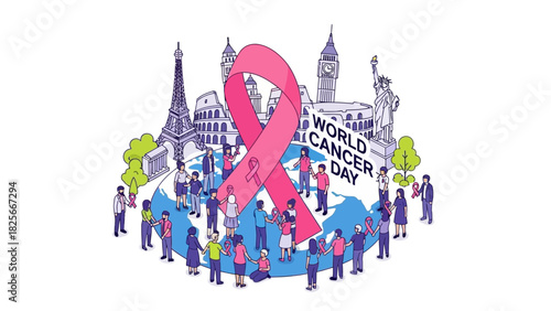 Global Unity and Awareness Diverse Communities Worldwide Rally with Iconic Pink Ribbon for Cancer Support