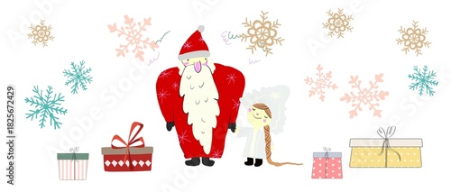 christmas tree and candle, santa. christmas, new year, winter.
