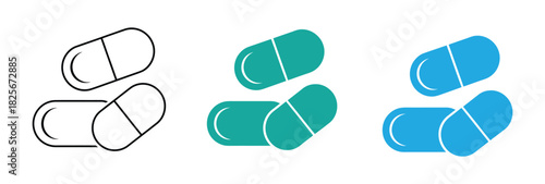 Pill capsule icon. Tablet icon. Pills capsules icon in flat style. Tablet icon vector illustration isolated on white background.