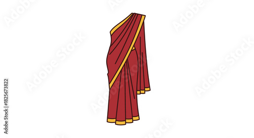 Traditional Indian Red Saree with Golden Border.