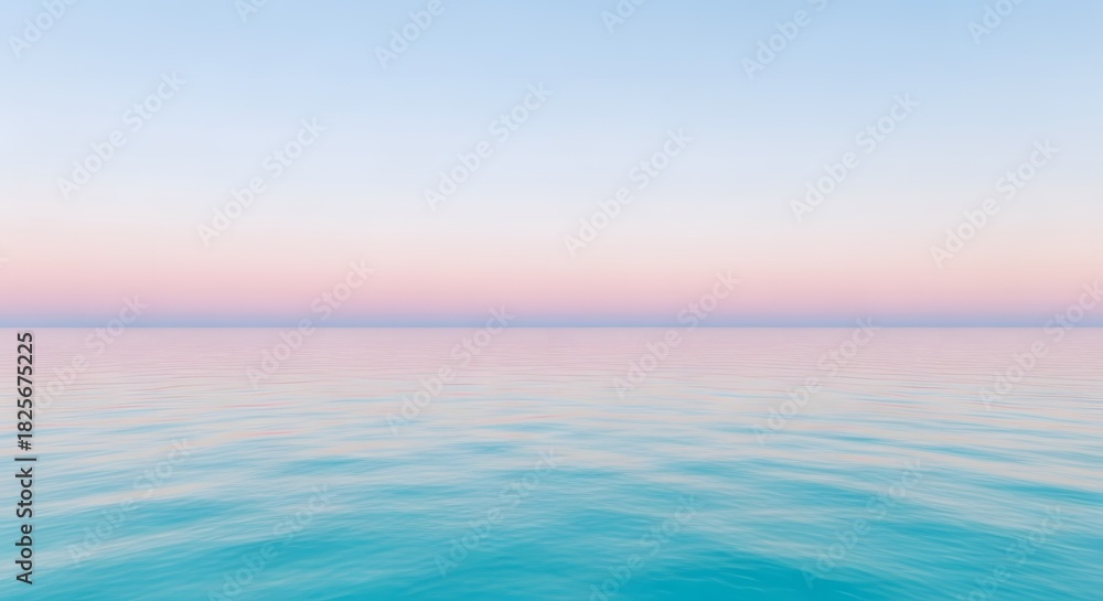 Fototapeta premium Serene Waterscape A Peaceful Horizon of Calm Ocean and Pastel Sky