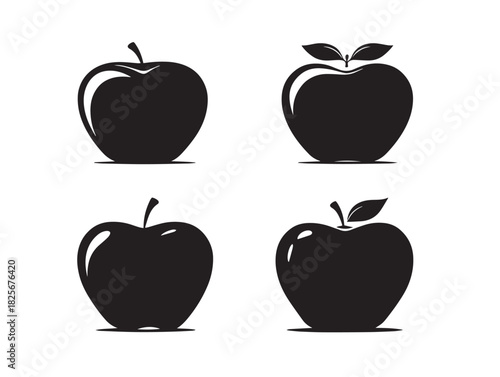 Elegant stunning apple silhouette set for fresh themes