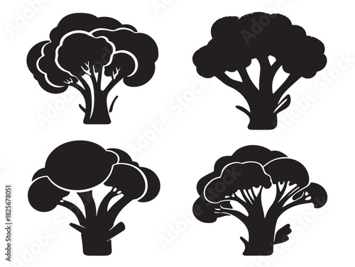 Gorgeous healthy broccoli illustration in simple silhouette vector art