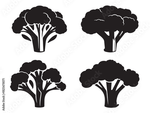 Nice vegetable broccoli silhouette icons with beautiful clean design