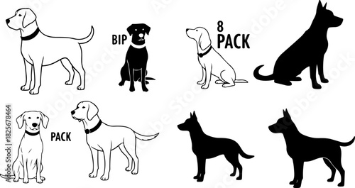 Running & Playing Dog Silhouette Set – Vector Pet Illustrations