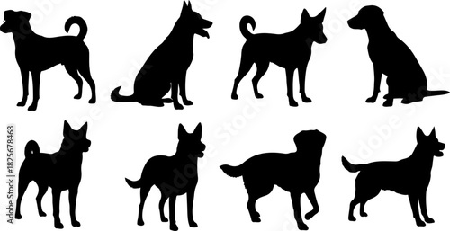 Running & Playing Dog Silhouette Set – Vector Pet Illustrations