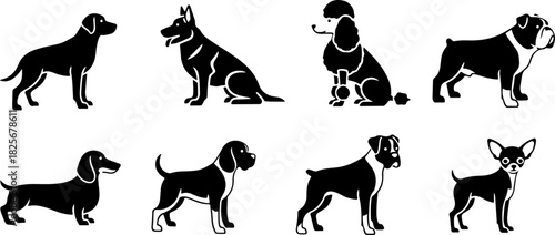 Running & Playing Dog Silhouette Set – Vector Pet Illustrations