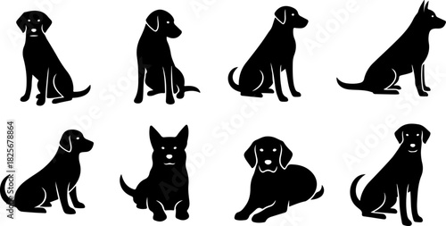 Running & Playing Dog Silhouette Set – Vector Pet Illustrations