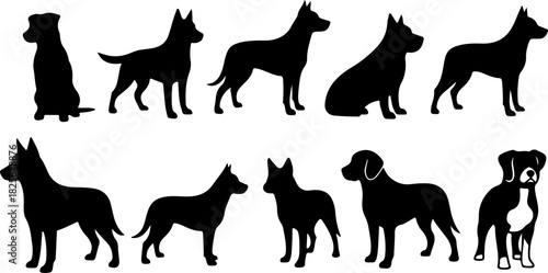 Running & Playing Dog Silhouette Set – Vector Pet Illustrations