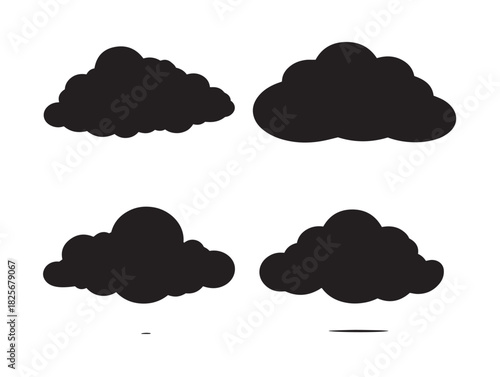 Beautiful cloud silhouette icons with elegant soft rounded shapes