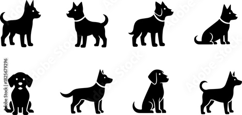 Running & Playing Dog Silhouette Set – Vector Pet Illustrations