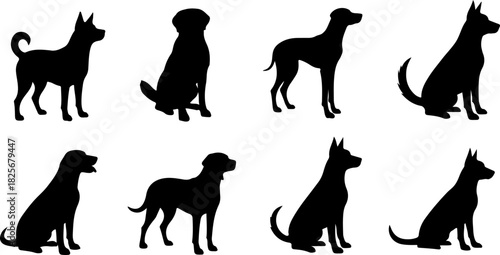 Running & Playing Dog Silhouette Set – Vector Pet Illustrations