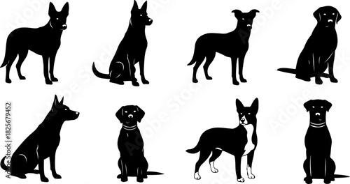 Running & Playing Dog Silhouette Set – Vector Pet Illustrations