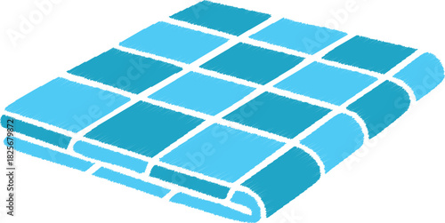 Folded blue bath towel