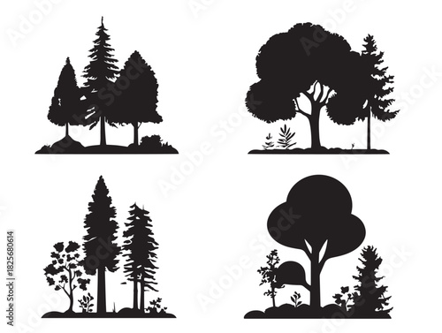 Beautiful forest icon variation featuring stunning dark silhouette forms