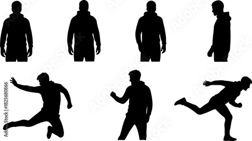 Outdoor Adventure Activity Silhouette Set – Hiking, Running, Cycling & Exploring