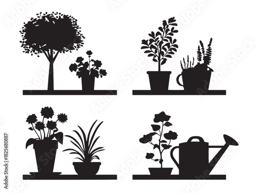 Elegant garden scene design featuring gorgeous botanical silhouette details