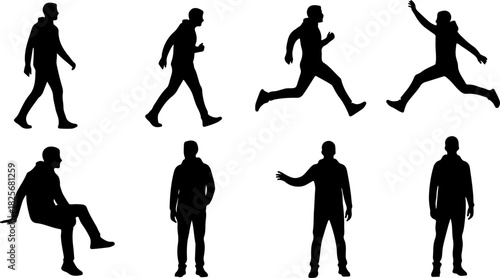 Outdoor Adventure Activity Silhouette Set – Hiking, Running, Cycling & Exploring