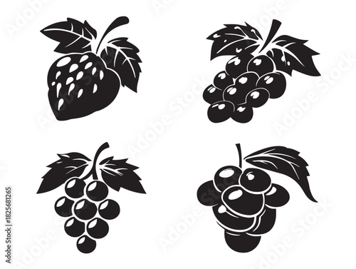 Elegant grape fruit silhouette collection with gorgeous vector shapes