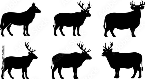 Wild Forest Animal Silhouette Set – Deer, Bear, Eagle, Rabbit, Fox & More