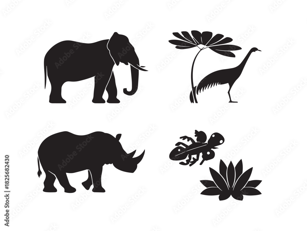 Obraz premium Stunning bold jungle landscape silhouettes with dynamic artistic forms