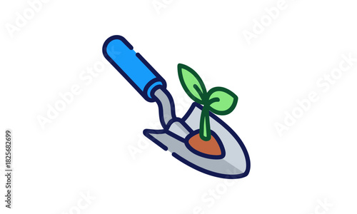 Cultivate Growth A shovel holding a plant sprout symbolizes new beginnings, gardening, and eco-friendly initiatives for a greener future