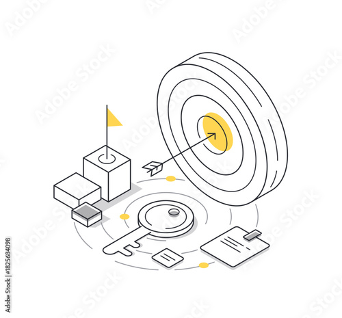 Financial target goal concept, idea of marketing business money earnings aim, strategy achievement